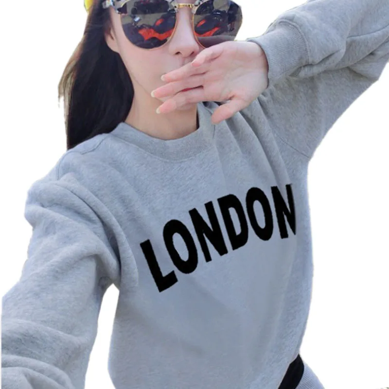 

2018 autumn and winter thin paragraph pullover loose large size fashion playful letters LONDON hoodies printed shirt M-XXL