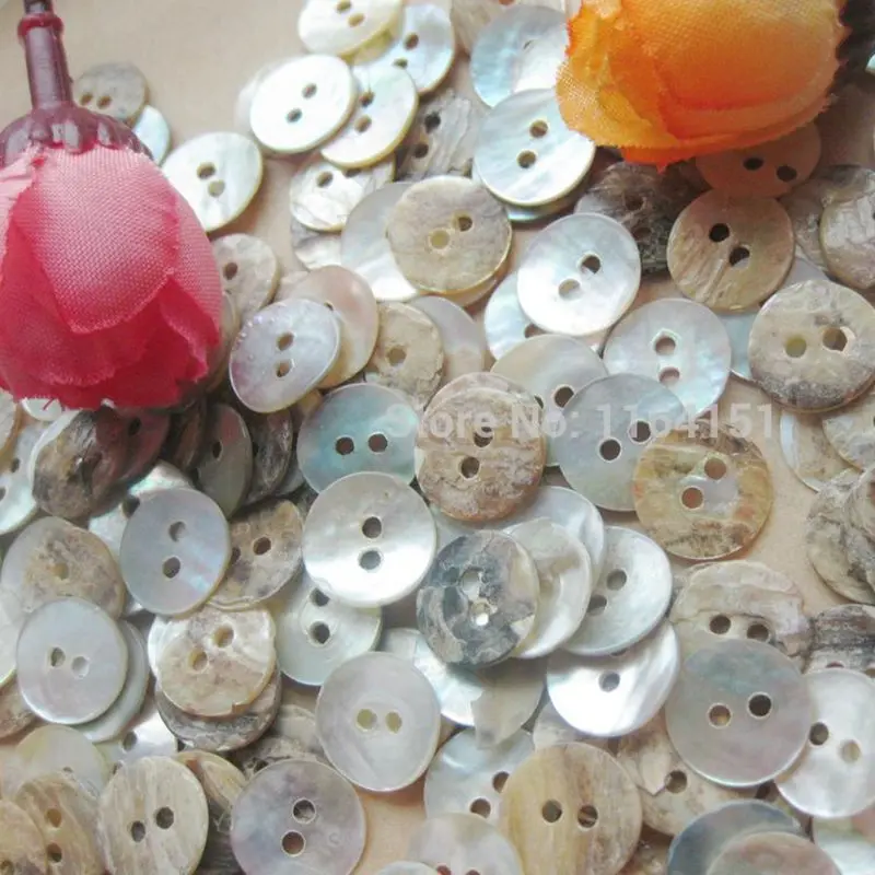 100 pcs/lot 10mm fashion natural White mother of pearl shell button with 2 holes shirt button Sewing Scrapbooking