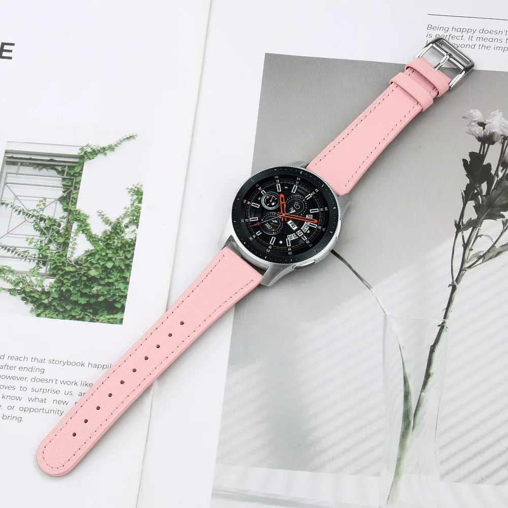 

22mm Leather Watch Band For Samsung Galaxy Watch Active Gear S2 Huawei Watch Huami Watch Genuine Leather Band Strap 93002