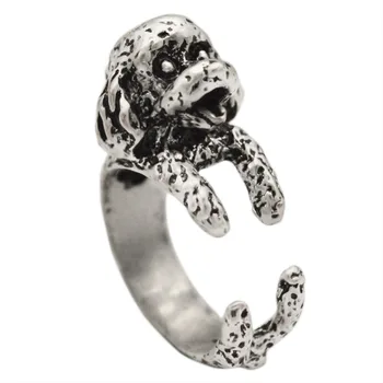

QIAMNI New Style 30pcs/lot Vintage Adjustable Cute Toy Poodle Animal Ring for Women and Girls Jewelry Gift
