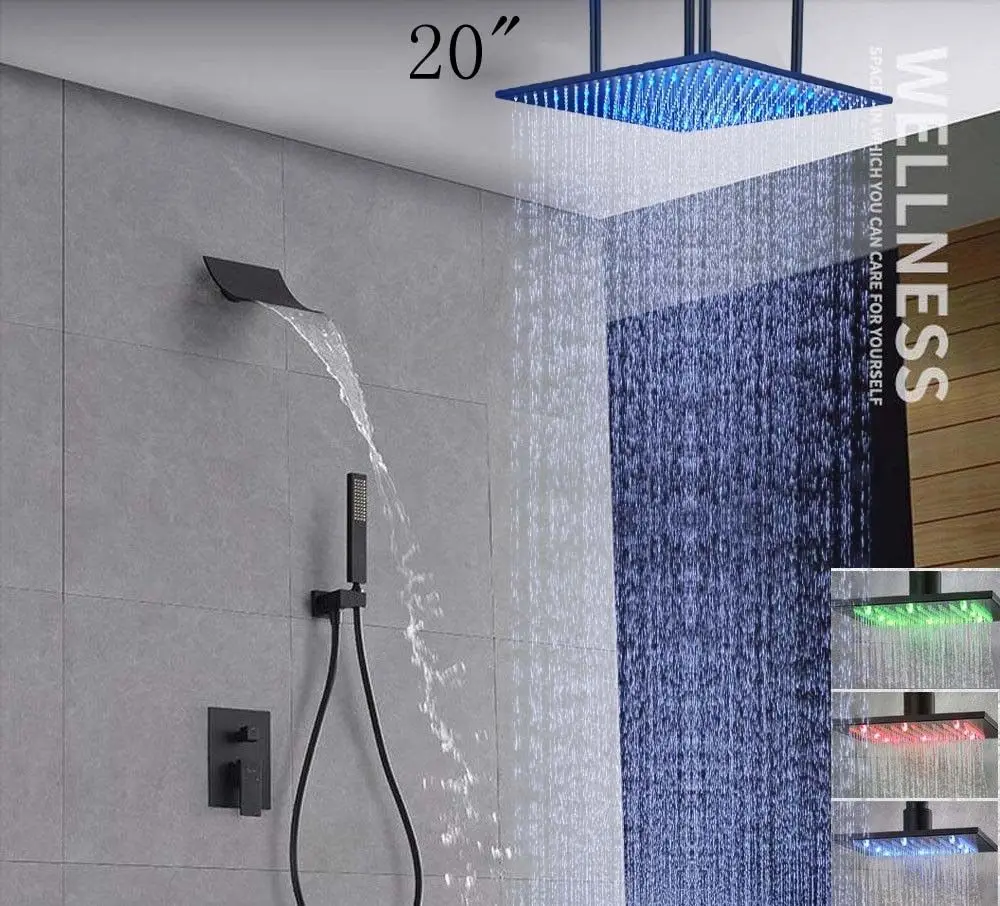 LED Large Shower Oil Rubbed Bronze Top Shower Heads 20" LED Ceiling