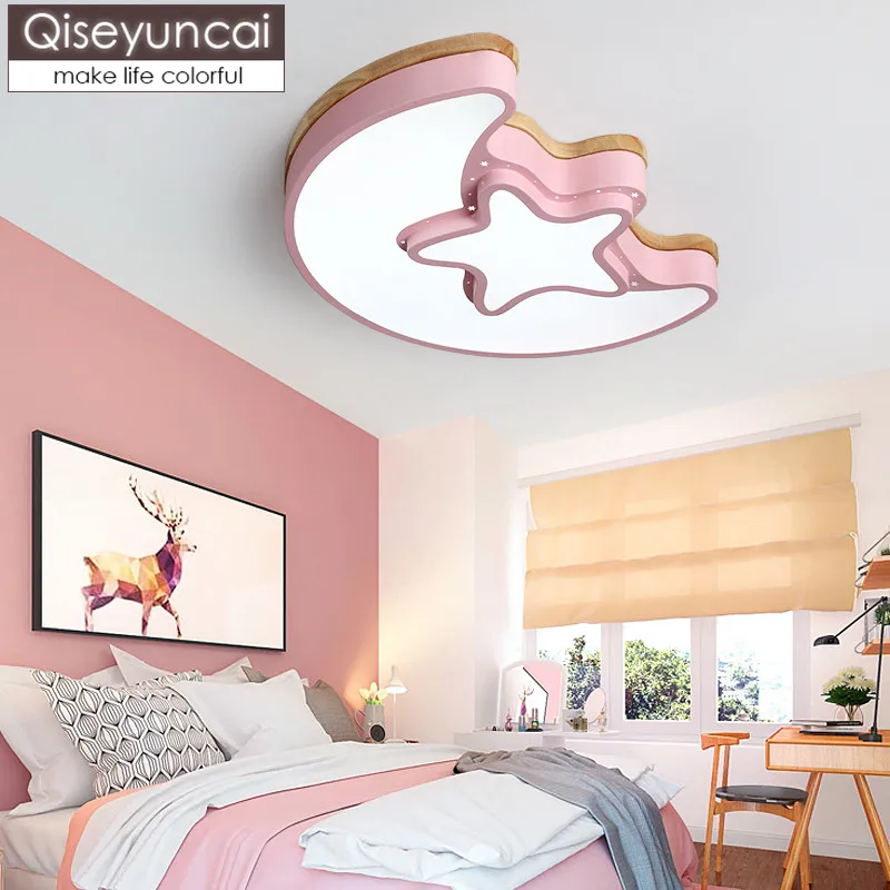 

Qiseyuncai Nordic modern simple log children's room ceiling lamp creative romance warm princess bedroom lamp free shipping