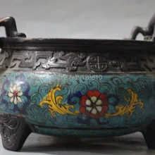 " Клеймо Китайский Перегородчатой Эмали Горшок Jar Крок Курильница Кадило Статуя