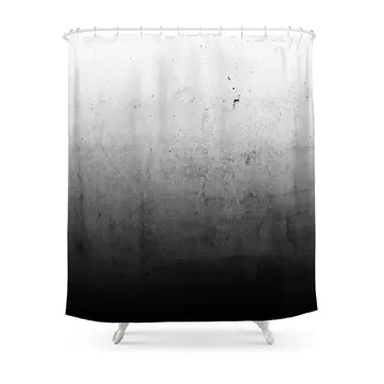

Black Ombre Concrete Texture Shower Curtain Set Waterproof Polyester Fabric Bath Curtain For Bathroom With Non-slip Floor Mat