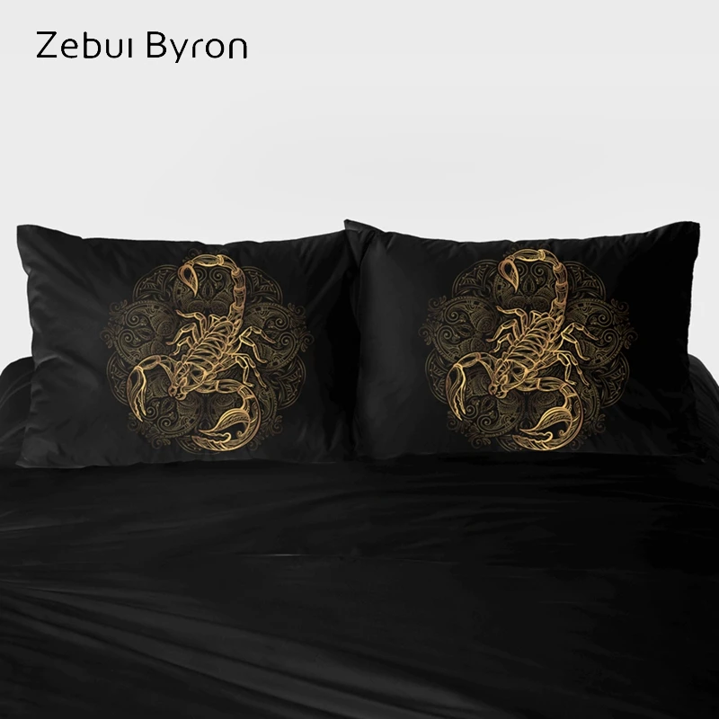 

3D Pillow Case Custom,2 PCS Pillowcase 50x70/50x75/50x80,Decorative Pillow Cover Bedding black gold Scorpion,drop ship