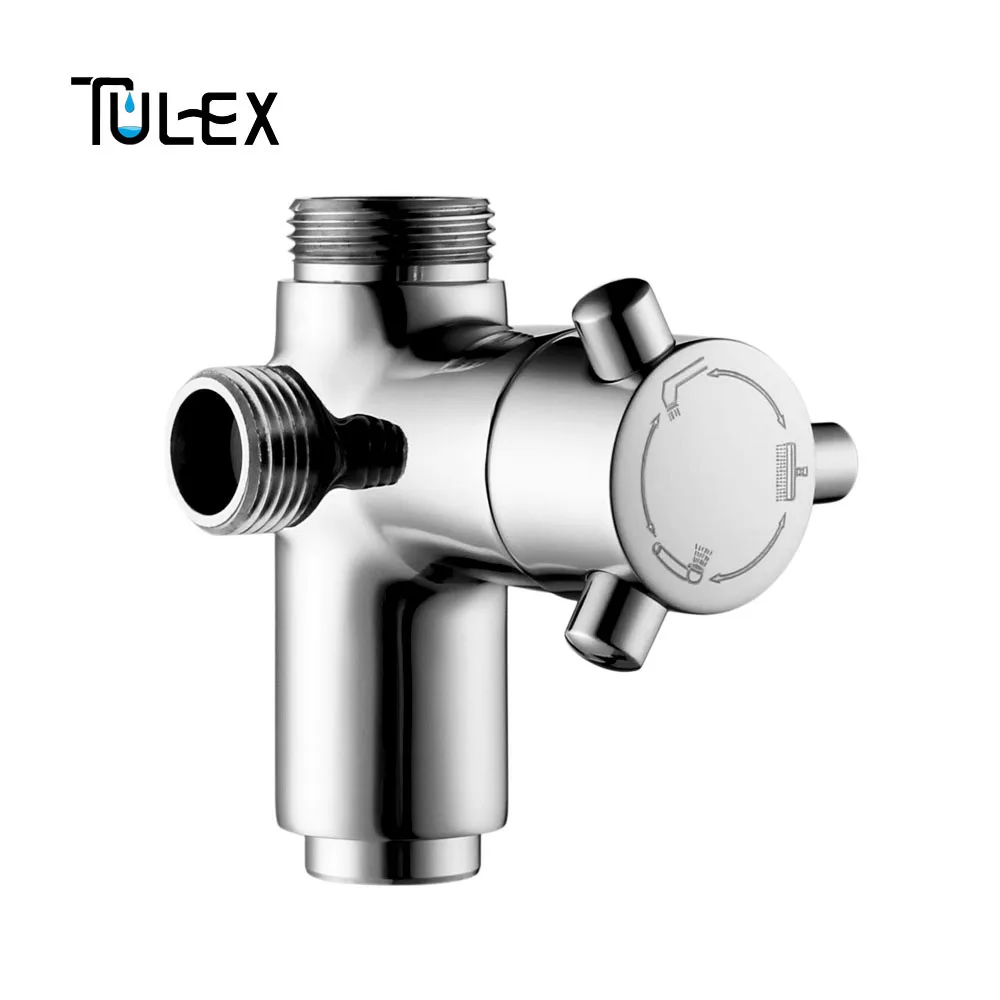 TULEX, аксессуары для душа, душевой переключатель, 3 способа, душевой рычаг, переключающий, 3 функции, смеситель для душа, латунный корпус, хромированный, для ванной комнаты