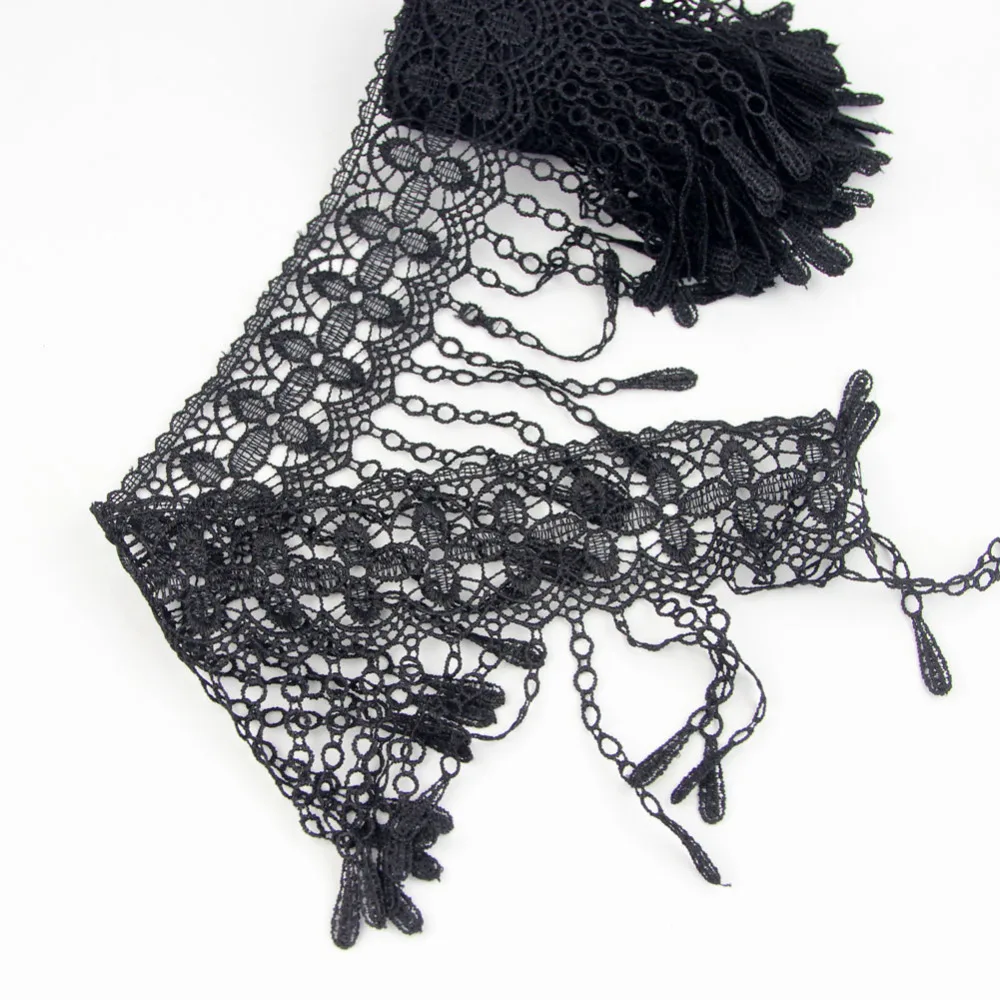 2 yards Black Lace Trim Embroidery Applique Polyester Trimming Sewing