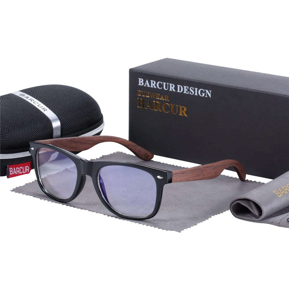 Günstige BARCUR Holz Anti Blue Ray Gläser Computer Brille Optische Auge UV Blockieren Gaming Filter Brillen