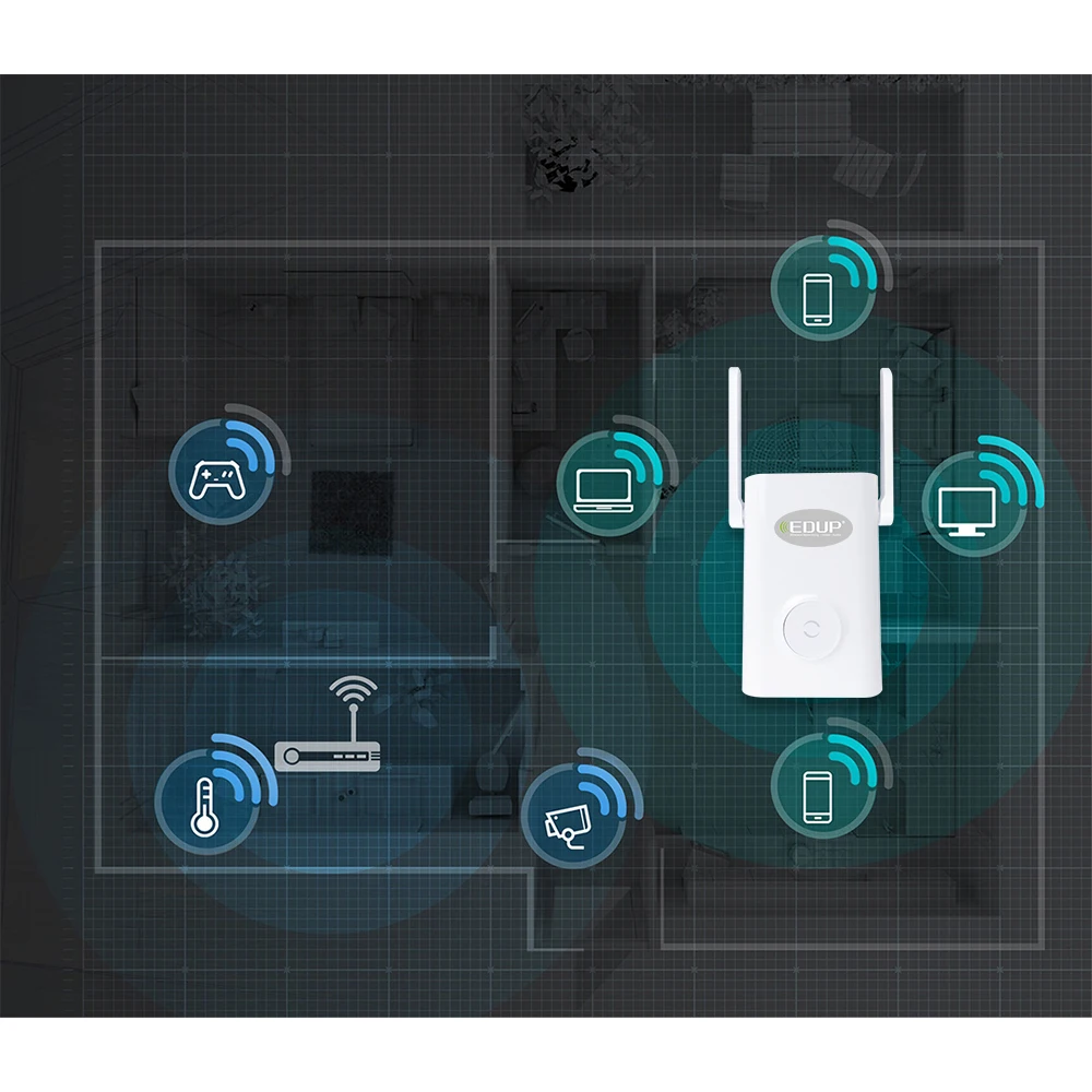 EDUP 1200 Мбит/с Беспроводной Wi-Fi Ретранслятор Dual Band 2,4/5 ГГц Wi-Fi Range Extender 2 * 4dBI антенны 11AC сигнал Amplifer точки доступа