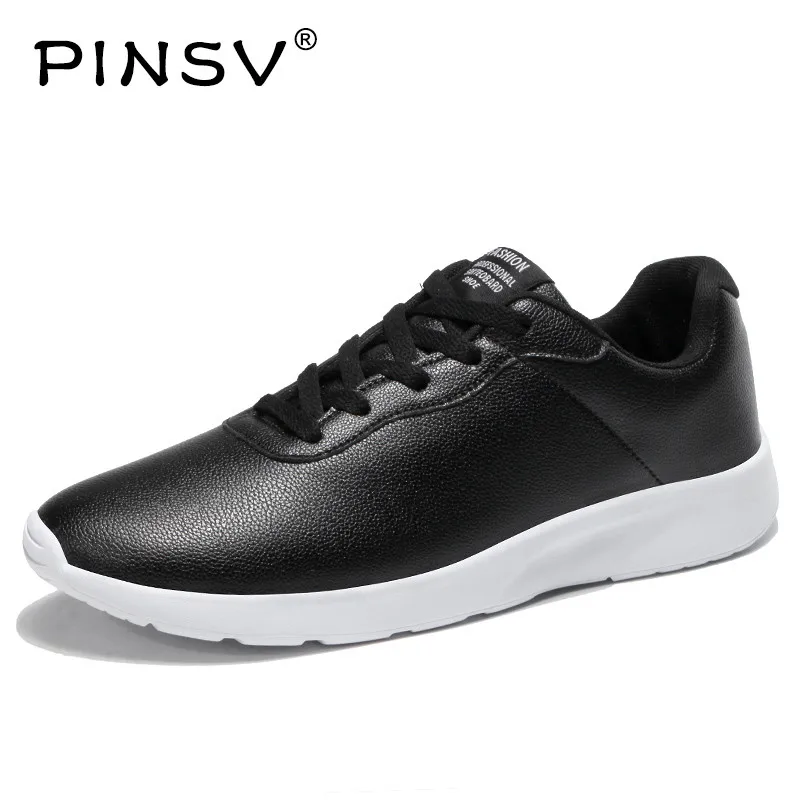 PINSV PU Leather Shoes Men Sneakers Hot Sale Men Casual Shoes Simple Stylish White Shoes Men ...