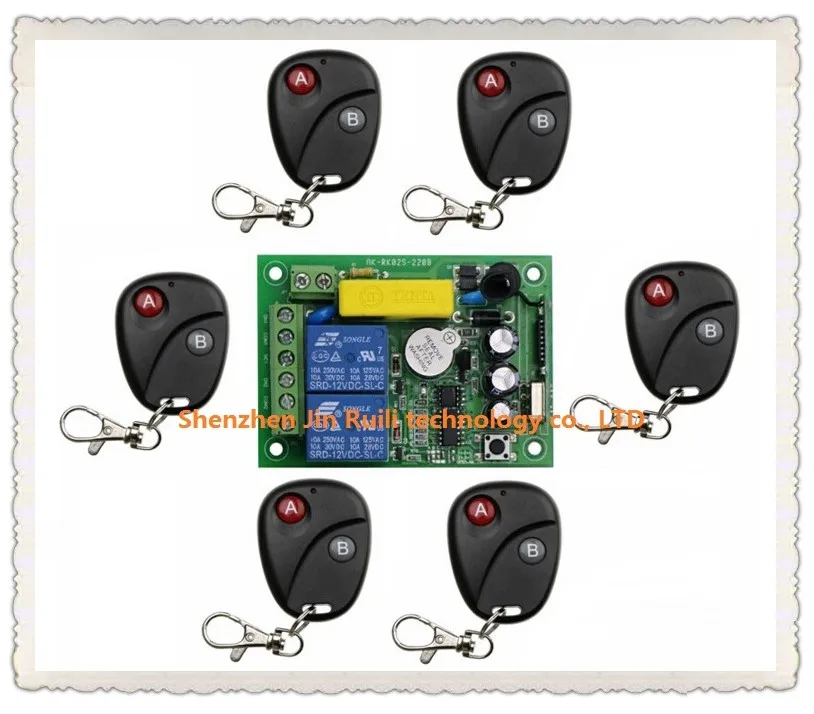 

AC220V 2CH Wireless systems Wireless Remote Control Switch 1pccs receiver & 6pcs transmitter Simple operation for JRLKEJEE
