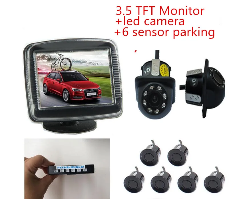 

3in1 Video Parking Assistance Sensor Backup Radar With Rear View Camera + 3.5inch LCD Car Rearview Mirror Monitor Video Parking