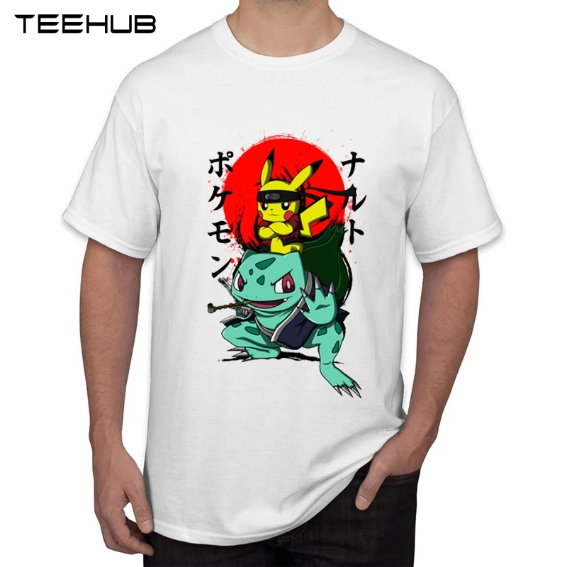 TEEHUB Art Design Пикачу самурайский принт Мужская футболка модная Пикачу Наруто футболка крутая с коротким рукавом Повседневная мужская одежда