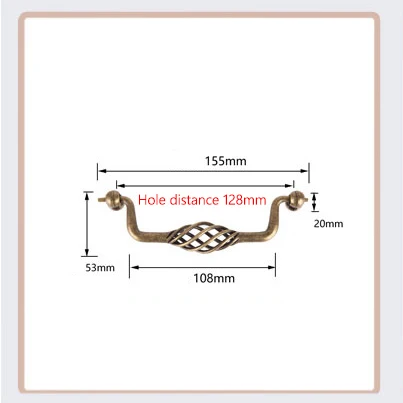 KAK Винтаж старинный Бронзовый Шкаф ручки выдалбливают птичья клетка ручки ящика ручки шкаф дверные ручки Мебельная ручка - Цвет: Handle-UV128GB