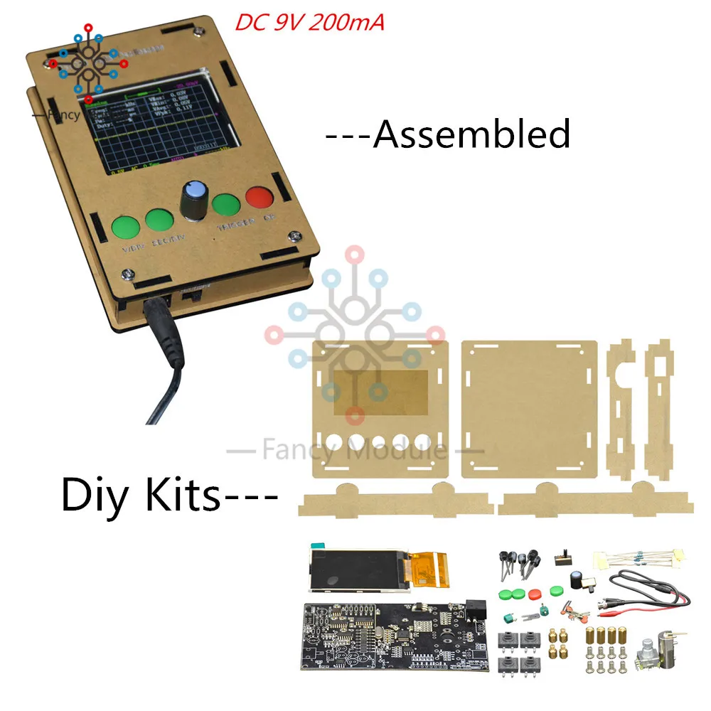 DSO311 DC 9 V 200mA Мини DIY Kit Цифровой осциллограф 1msps 2,4 "TFT ЖК-дисплей STM32 12-бит зонд с коробкой чехол Shell заменить DSO138