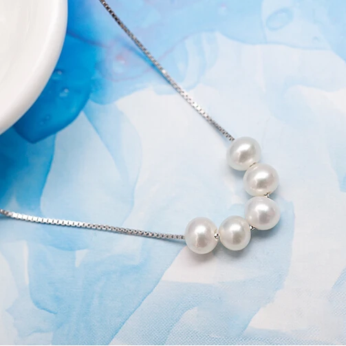 ZHBORUINI Fashion Pearl Necklace Natural Freshwater Pearl 925 Sterling Silver Five Pearls Choker Charm For Women pendant necklace,silver necklace