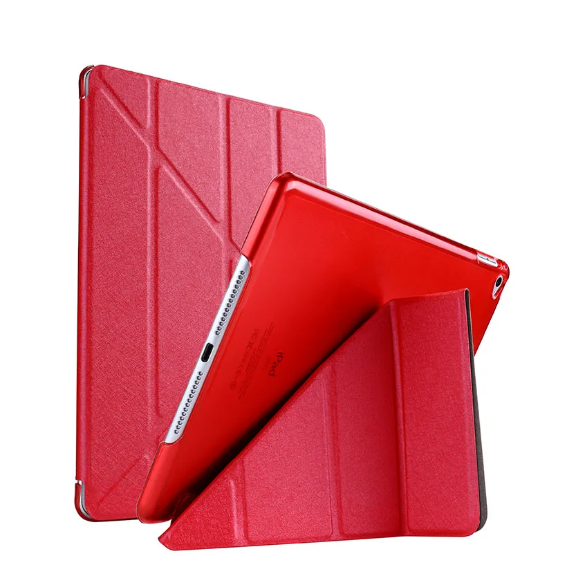 Силиконовый чехол из искусственной кожи для Apple iPad9.7 чехол Мягкая задняя крышка трехстворчатая подставка смарт-чехол для iPad9.7 чехол для планшета - Цвет: Red