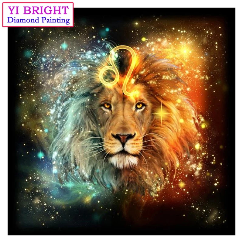 

5D Diy diamond painting cross stitch "Leo Lion" Full Round Diamond embroidery Needlework Rhinestone Mosaic Crafts 1020