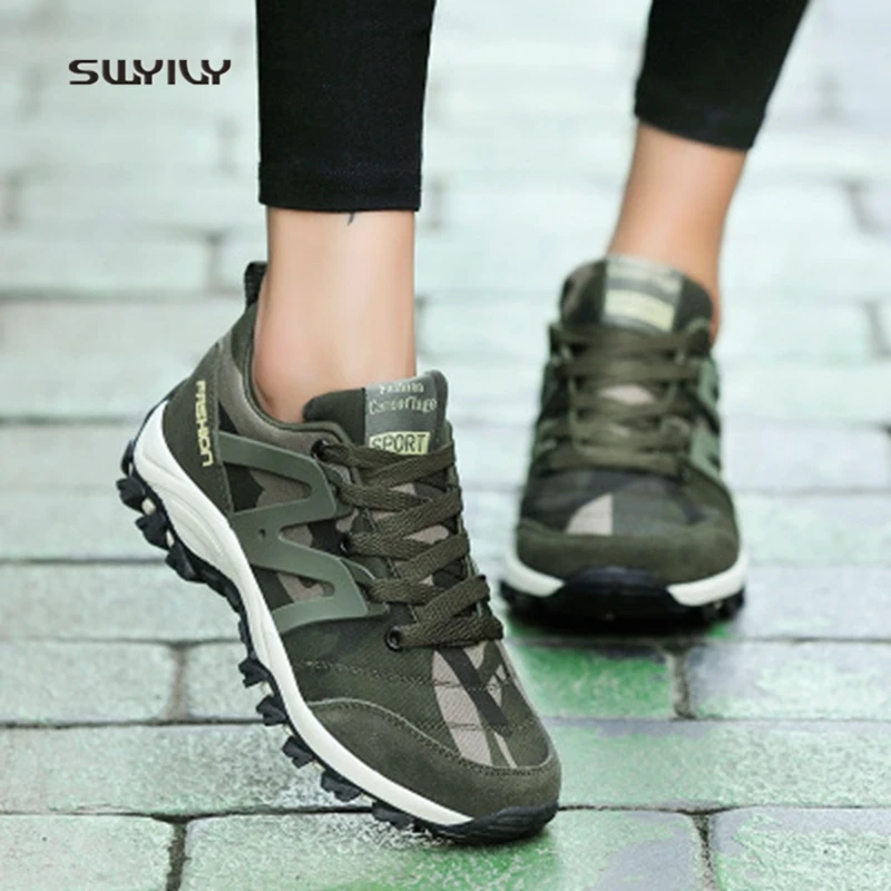 SWYIVY Women And Men Hiking Shoes Anti-slip Canvas Unisex Sneakers 2018 Outdoor Lace-up Light Male And Female Climbing Shoes