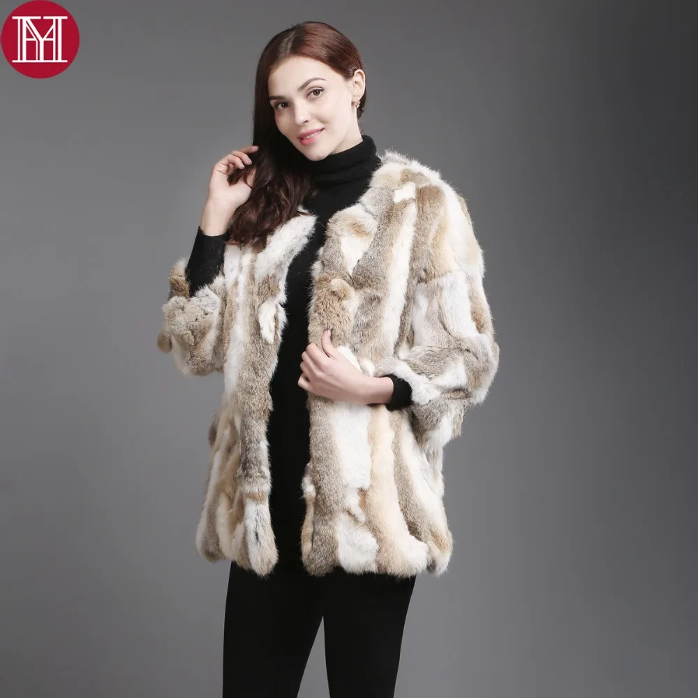 new hot sale women rabbit fur coat real genuine rabbit fur jacket long