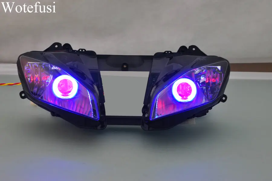 Wotefusi ABS лампы для прожекторов Фара Синий Ангел глаз + Красный Дьявол YAMAHA YZF R6 2008 12 08