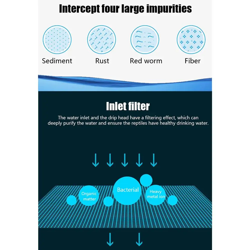 Рептилий фильтр для воды капельная система питьевой фонтан воды диспенсер увлажнитель для Хамелеон Ящерица Геккон Спринклер