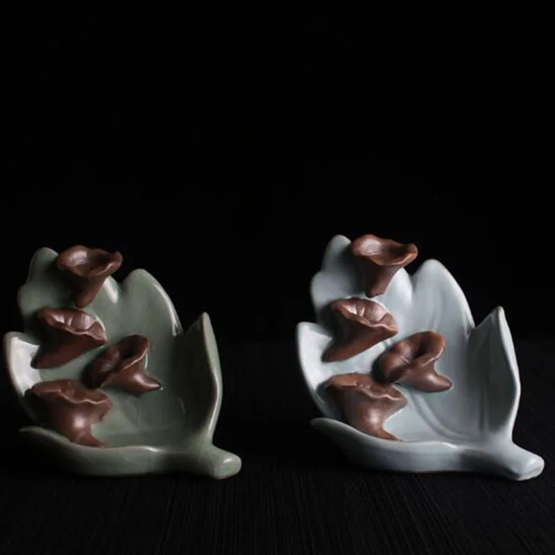 

Summer Lotus Backflow Incense Burner Ruyao Ceramic Crafts Censer Tea Accessories for Office Home Decoration