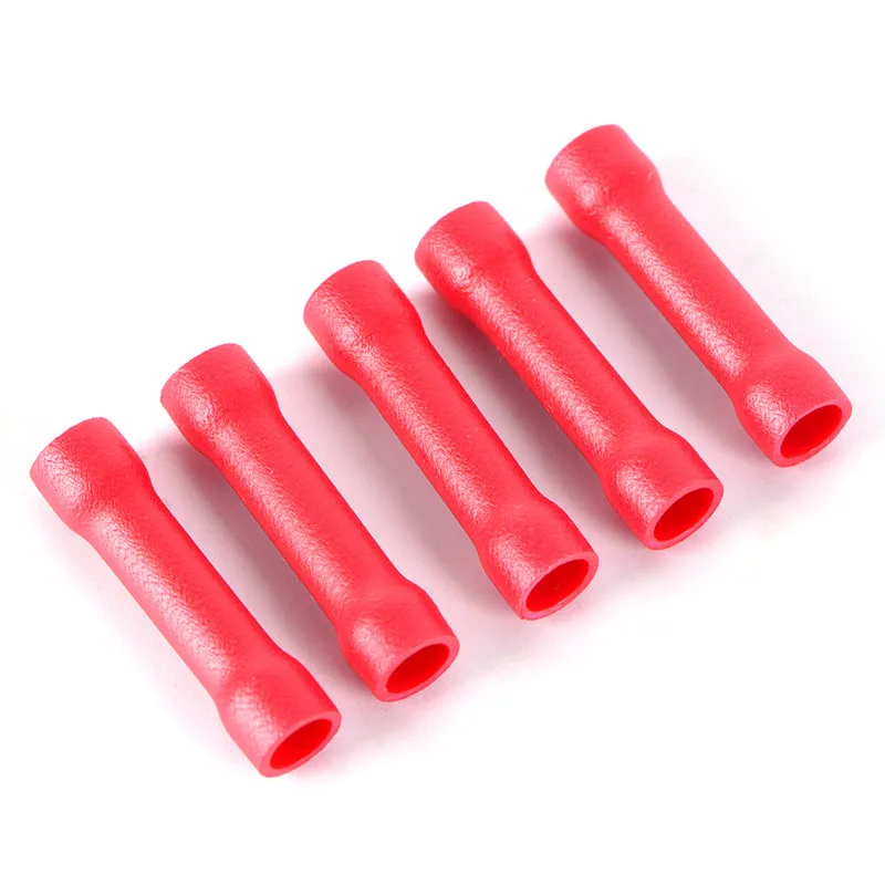 100pcs/pack Red PVC Connectors Female Cold Junction Terminals Insulated Assorted Elec cal Wire Terminal Crimp Connector 2.5cm