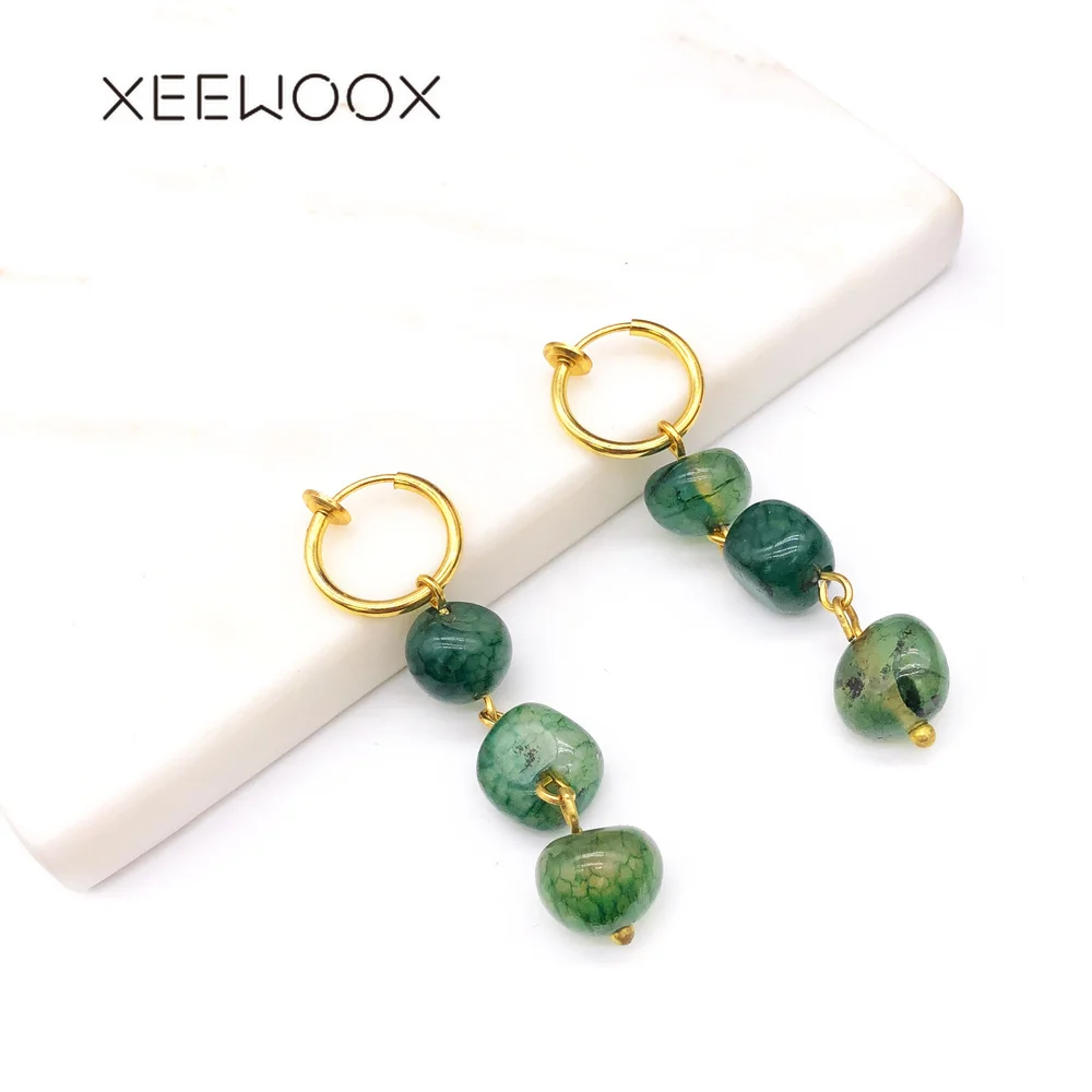 XEEWOOX винтажные классические ювелирные изделия из натурального камня простые модные милые турмалиновые серьги-клипсы для женщин
