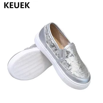 

New Sequined Loafers Girls Shoes Baby Casual Breathable Flats Children Leather Shoes Toddler Student Kids Single Shoes 041
