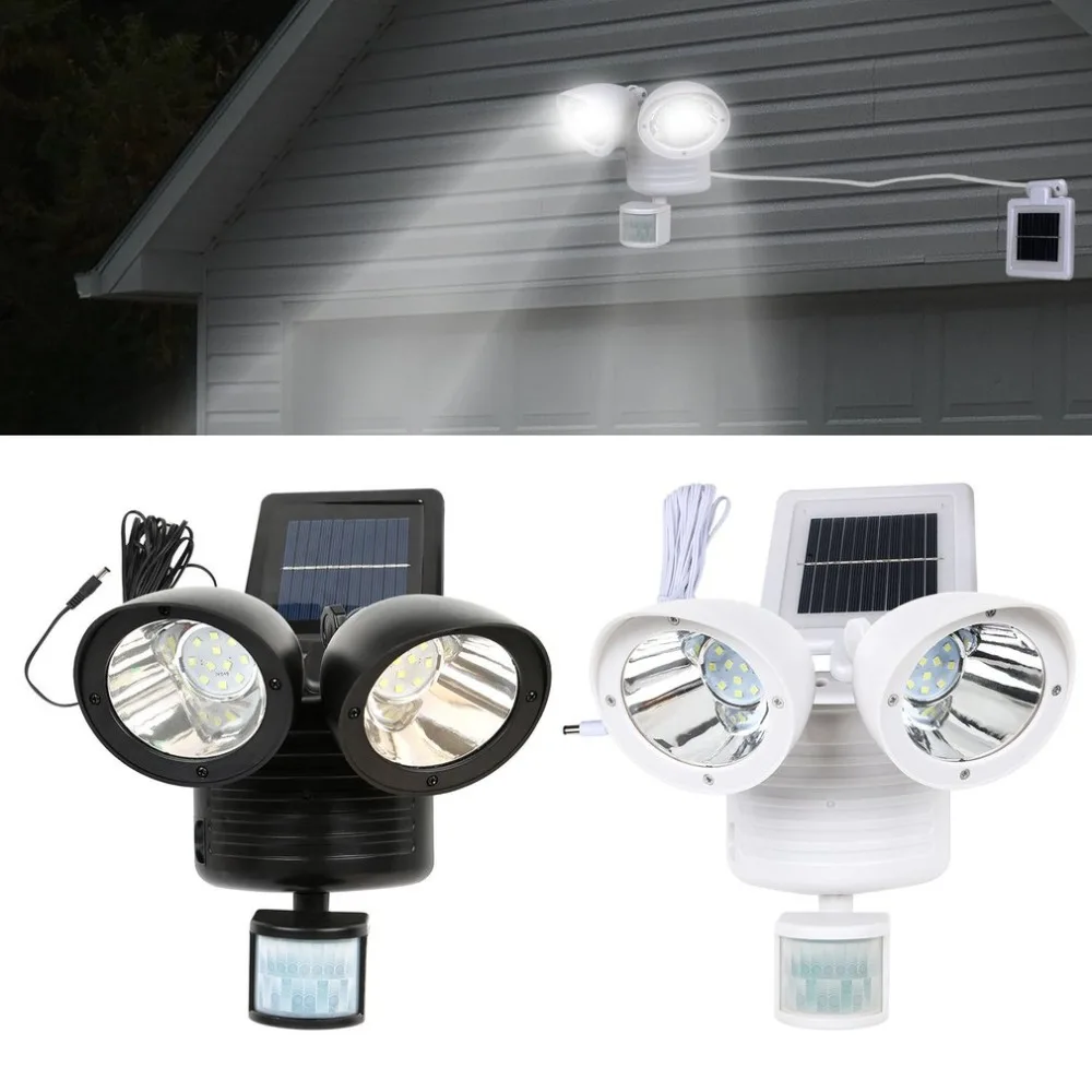 

Dual Head PIR Detector Solar Security Lamp Solar Spot Light Motion Sensor 22LED Outdoor Floodlight Garden Yard Sensing Light NEW
