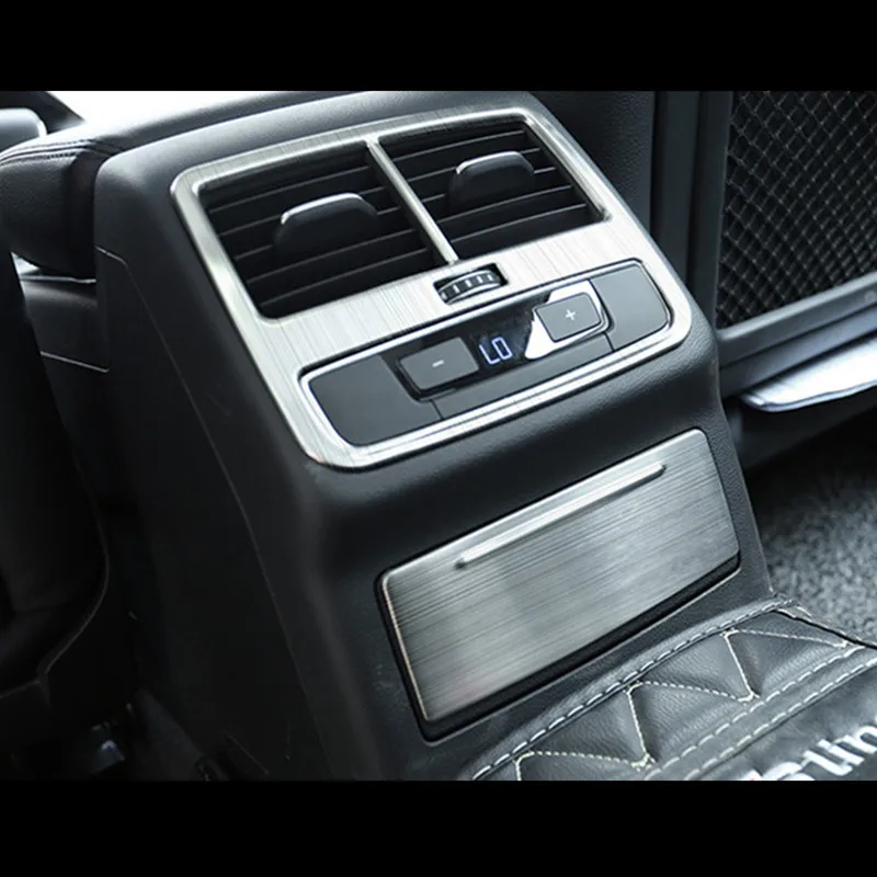 Подлокотник из нержавеющей стали, задняя часть вентиляционного отверстия, декоративная рамка, крышка прикуривателя, панель, Накладка для Audi A4 B9-, автомобильный стиль