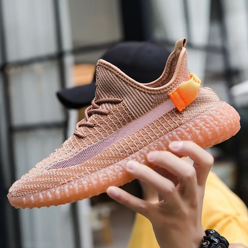 

Luxury Men Shoes Casual Fashion Sneaker Flat Platform Flyknit Stretch Fabric Men Shoes New Mesh Lace-up Men's Vulcanized Shoes