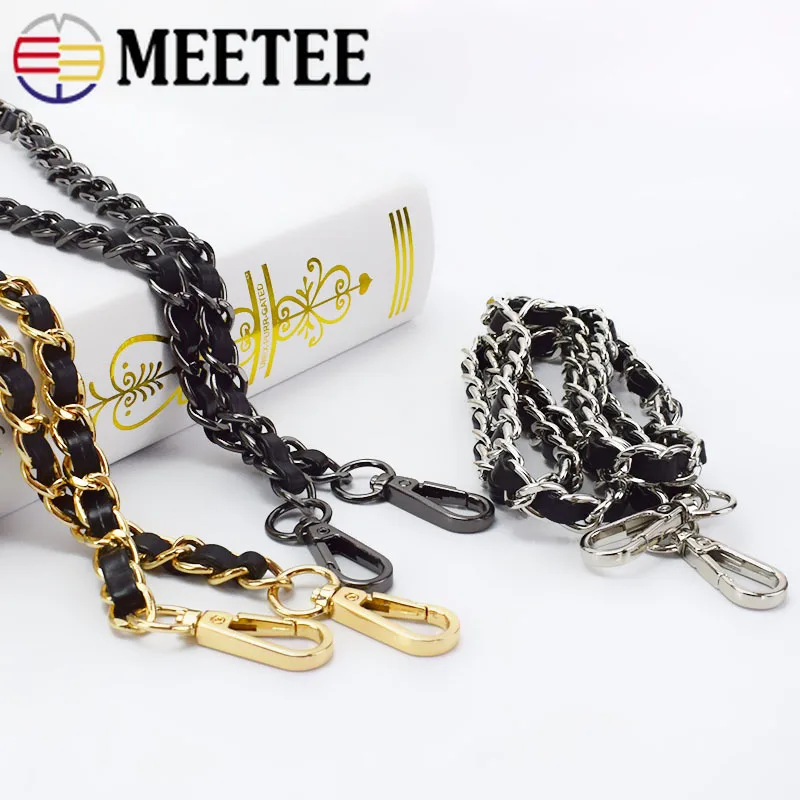 

Meetee 1pcs 120cm Women's Bag PU Leather Bag Metal Chain Buckles DIY Bag Straps Handbag Handles Parts Accessories BD335