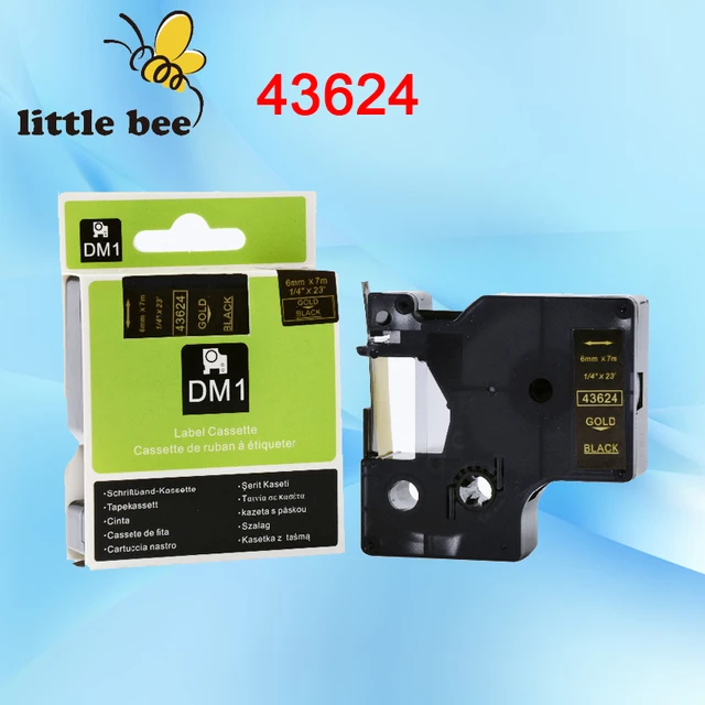 Compatible 6mm Dymo D1 Gold on Black label Tape D1 for dymo