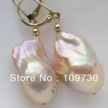 Ry00141 Подробная Информация о Огромный 23 мм розовый барокко кеши возрождается жемчужина болтаются серьги