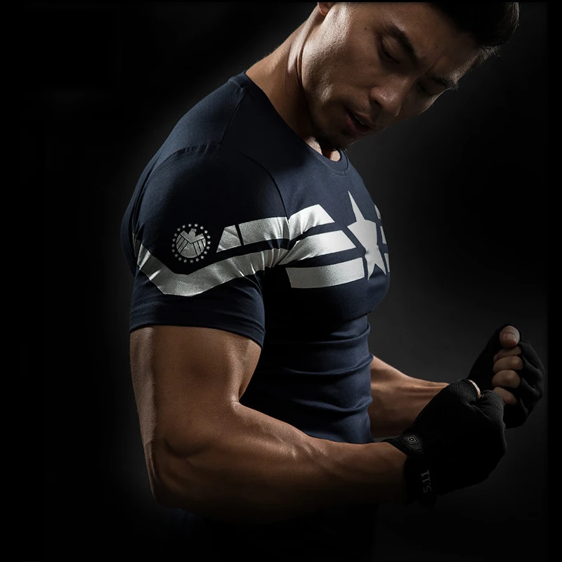 TUNSECHY модные Компрессионные Мужские футболки с 3D принтом, футболки с коротким рукавом для фитнеса, бодибилдинга, мужские топы в стиле панк, череп, скелет