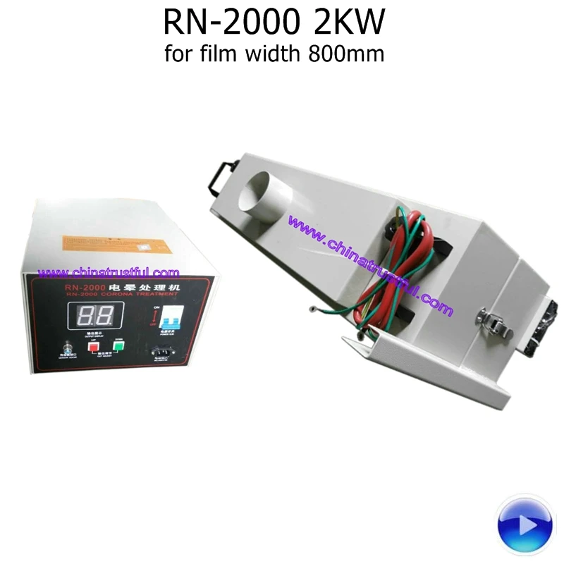 

film blowing machine flexo printing machine RN-2000 2KW 220v corona treatment frame with corona treater box for film width 800mm