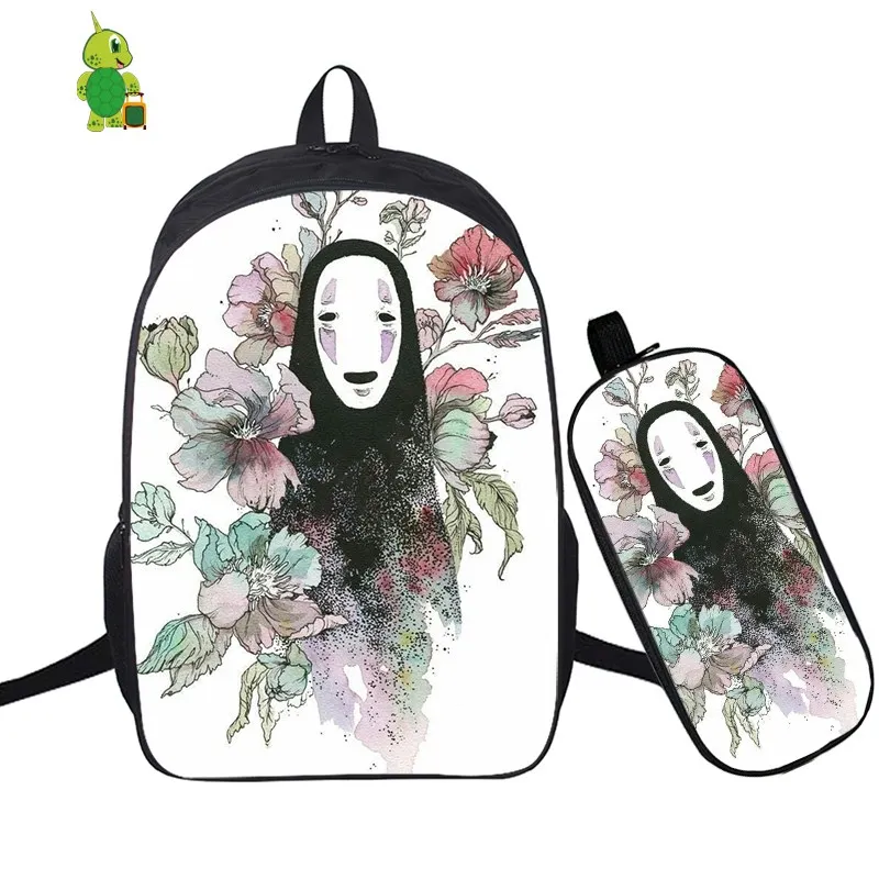 Ghibli унесенный спиралью без лица Мужской рюкзак 2 шт./компл. школьная сумка для подростков мальчиков и девочек рюкзак для ноутбука пенал дорожные сумки - Цвет: 13