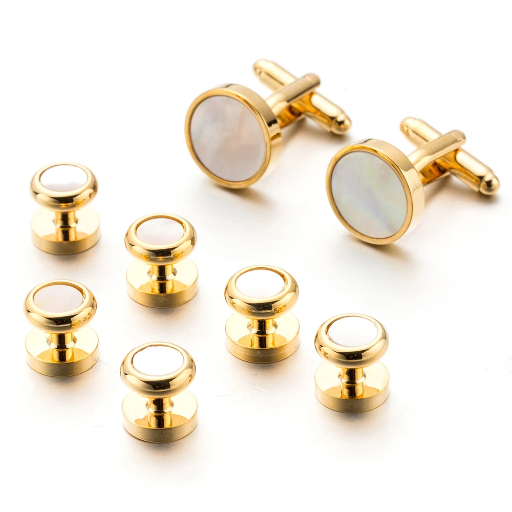 Drop Shipping VAGULA Brass Cufflinks Collar Studs 8pcs set AAA Quality