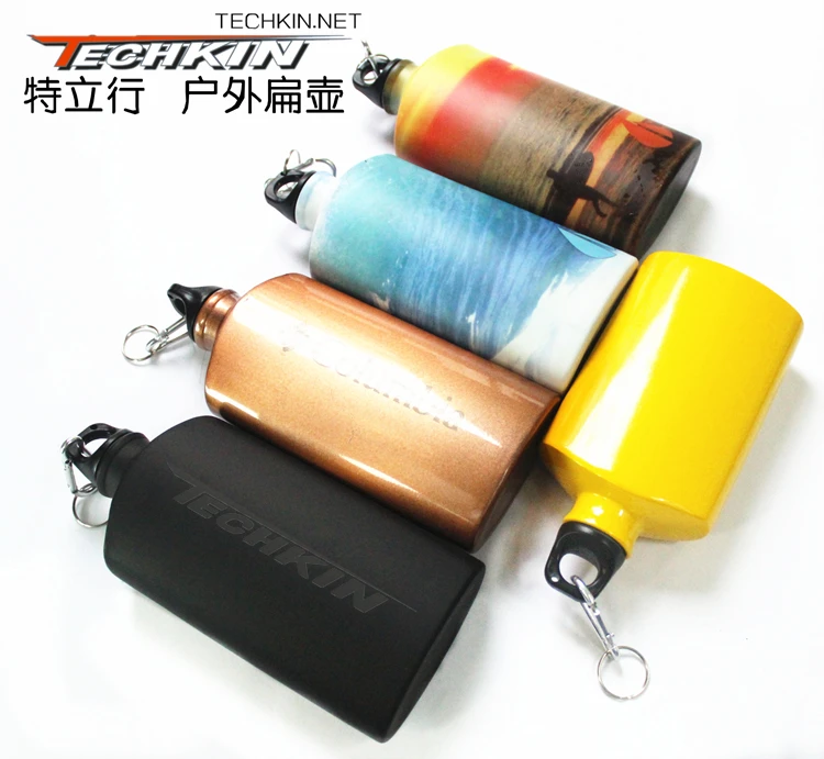 

(Aluminum flat pot) 21231 TECHKIN Army fans outdoor sports cycling trips flat oval pot brushed aluminum kettle US Portab