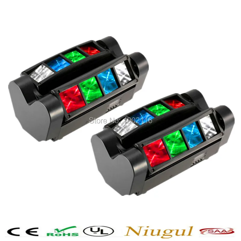 2pcs/lot Double Head Mini Moving light led Beam 8x10W R2,G2,B2,W2 led Spider Beam lighting DMX Control for disco dj Party Stage