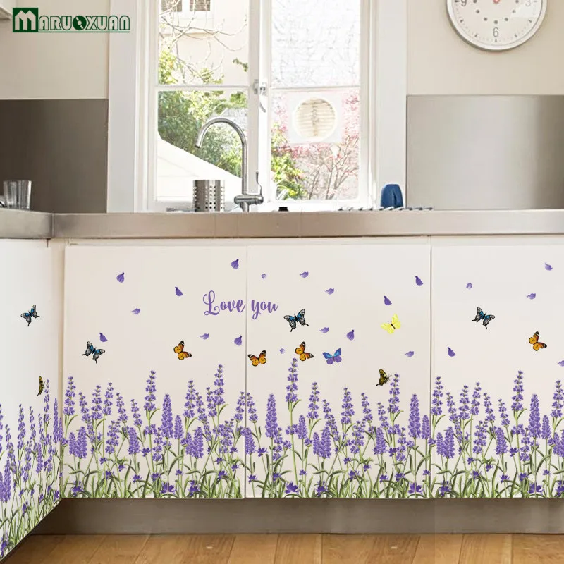 Neue Lila Lavendel Schmetterling Kombination Aufkleber Sockelleisten Kuche Badezimmer Schlafzimmer Wohnzimmer Hintergrund Wandsticker Wall Sticker Stickers Wall Stickersbutterfly Stickers Aliexpress