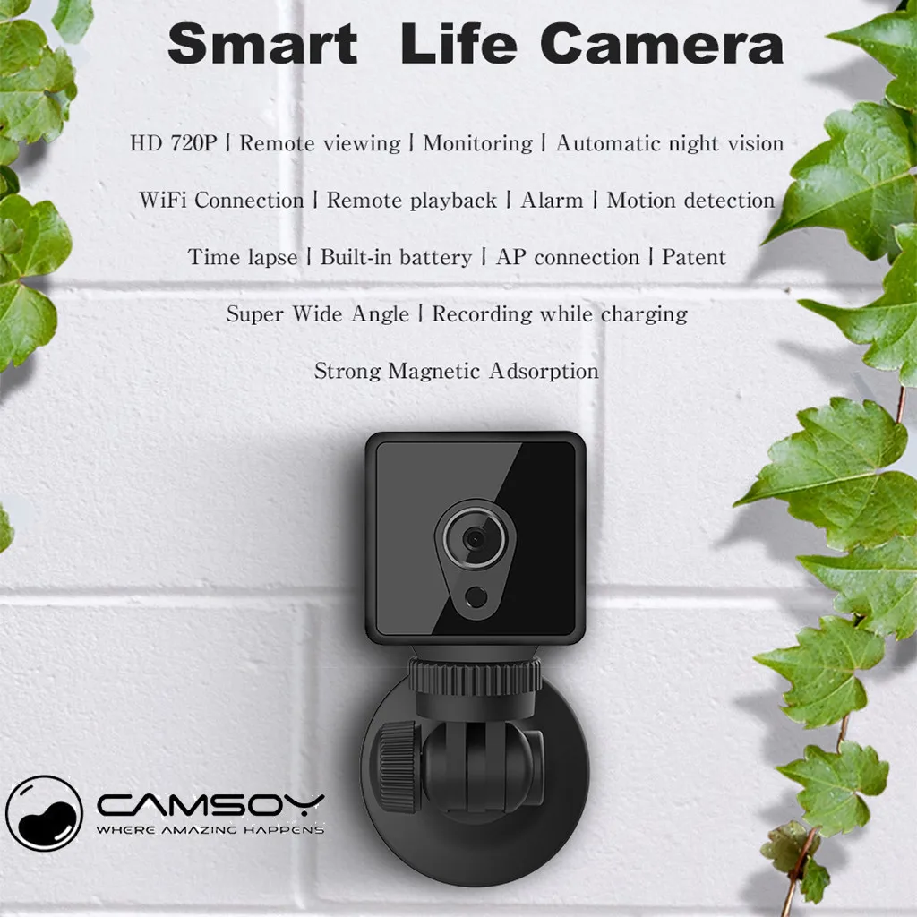 

Camsoy S1 WiFi Mini Camera 1080P HD IP P2P Night Vision Remote Home Security Cam