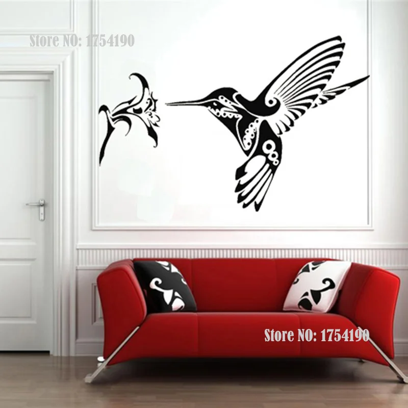 Hummingbird bird flower Animal Wall Sticker home decor Vinyl Wall Decals Wall Decoration Mural Art 2