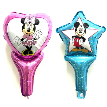 

50pc Mickey Minnie Mouse Aluminum fiol Holding stick balloons theme party decoration Happy birthday balloons kid toys wholesale