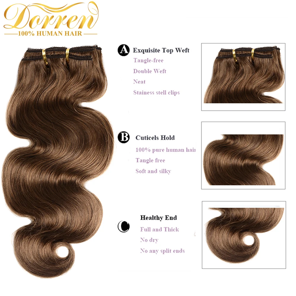 Doreen 200g Thicker Body Wave Clip In Human Hair Extensions Double