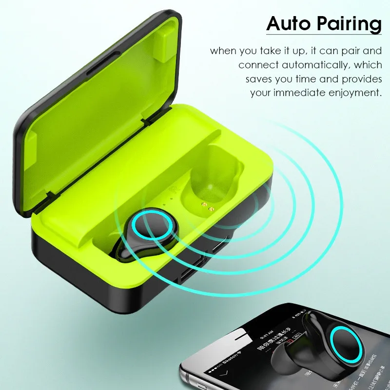 LEORY TWS Wireless bluetooth 5.0 Earphone HiFi Stereo Smart Touch Noise Reduction Headset Power Bank Bilateral Call