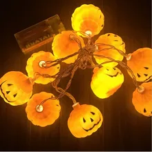 Оранжевый Хэллоуин Тыква светодиодный свет шнура 3D Пластиковые Висячие маленькие 10 или 20 тыквы батарея питание декоративные лампочки 10 шт
