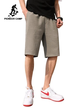 

Pioneer Camp Solid Wrinkle Shorts Summer Casual Breathable Shorts Regular Fit Knee Length Men Shorts ADK908103